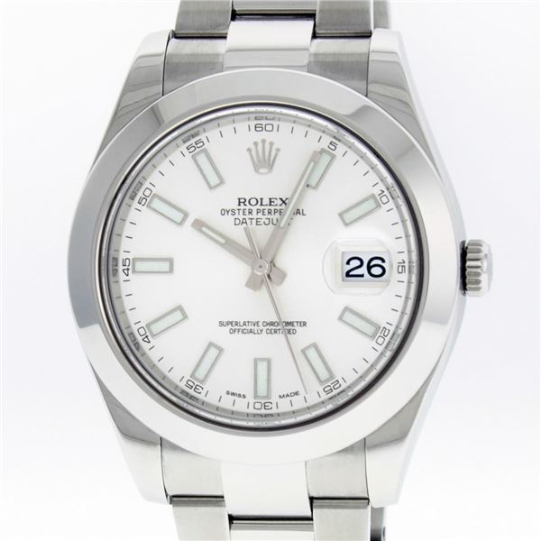 Rolex Men's Stainless Steel White Index Datejust 2 Wristwatch