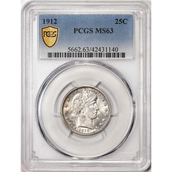 1912 Barber Quarter Coin PCGS MS63