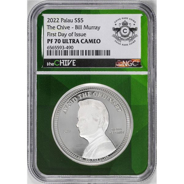 2022 Paulau $5 Proof The Chive Bill Murray Silver Coin NGC PF70 Ultra Cameo FDOI