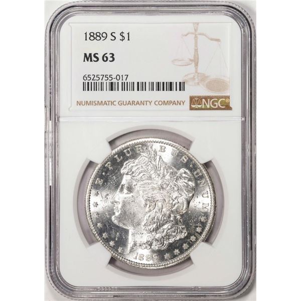 1889-S $1 Morgan Silver Dollar Coin NGC MS63