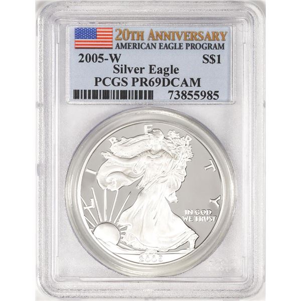 2005-W $1 Proof American Silver Eagle Coin PCGS PR69DCAM