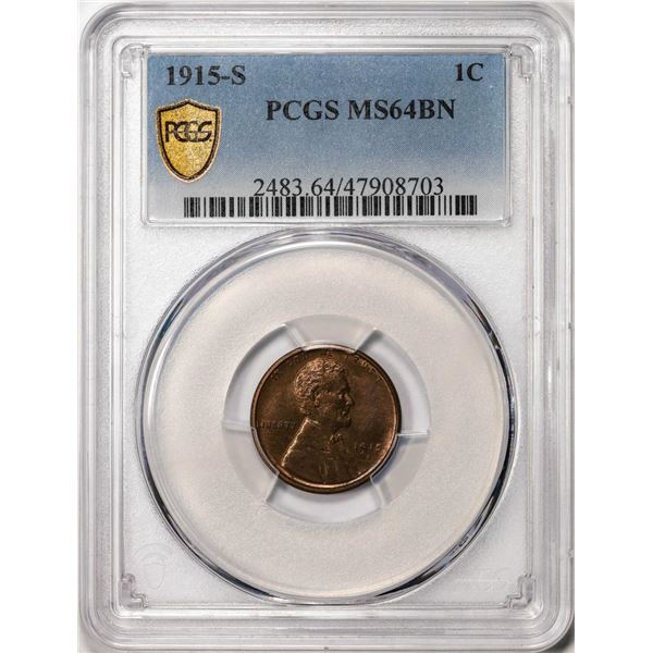 1915-S Lincoln Wheat Cent Coin PCGS MS64BN