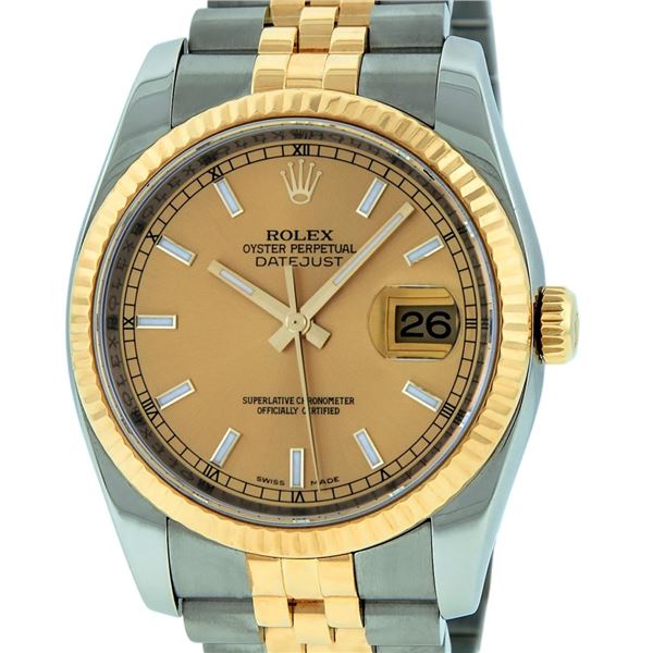 Rolex Men's Two Tone Champagne Index Datejust Wristwatch