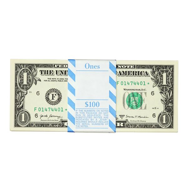 Pack of (100) Consecutive 2017A $1 Federal Reserve Star Notes Atlanta