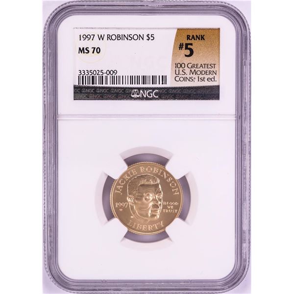 1997-W $5 Robinson Commemorative Gold Coin NGC MS70