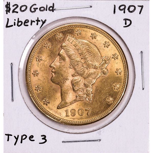 1907-D $20 Liberty Head Double Eagle Gold Coin