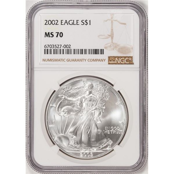 2002 $1 American Silver Eagle Coin NGC MS70