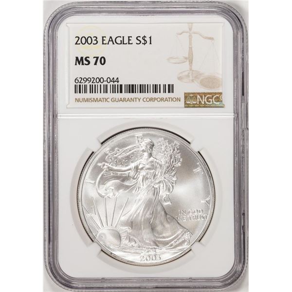 2003 $1 American Silver Eagle Coin NGC MS70