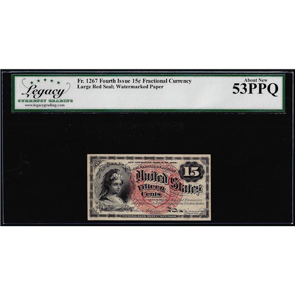 1863 Fourth Issue Fifteen Cents Fractional Note Fr.1267 Legacy About New 53PPQ