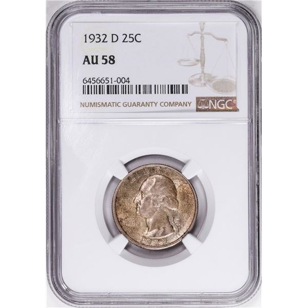 1932-D Washington Quarter Coin NGC AU58