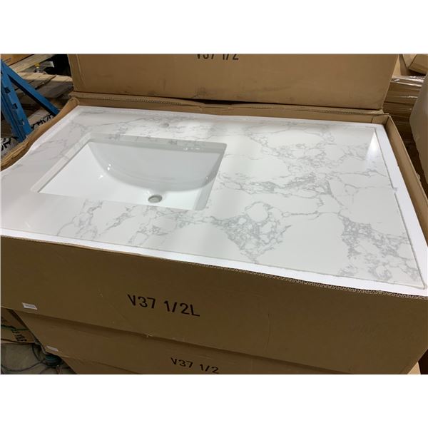 MARBLE BATHROOM VANITY COUNTERTOP (V37 1/2L) 43.5" X 22.5" RIGHT HAND SINK