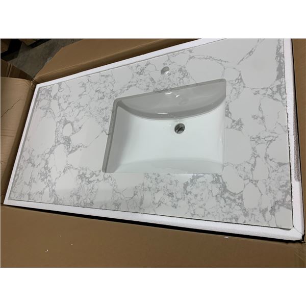 MARBLE BATHROOM VANITY COUNTERTOP (V37 1/2L) 43.5" X 22.5" RIGHT HAND SINK