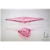 Image 1 : Two signed pieces of Val St. Lambert cranberry art glass including 21" wide and a 6 1/4" three sided