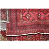 Image 2 : 100% handmade Iranian wool carpet "Baluchi" with red background with geometric pattern and highlight