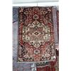 Image 1 : 100% handmade Iranian wool carpet "Bakhtyar" with center medallion, red background and highlights of