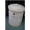 Image 1 : Ten gallon lidded Medalta crock . Note: This lot is not available for shipping. Local pickup only