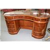 Image 3 : Drexel Heritage kidney bean shaped burlwood office desk with burl apron detail and drawer fronts, do