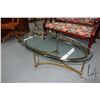 Image 1 : Quality retro brass and bevel glass cover table with hoofed feet, 15" in height X 51" X 27" deep