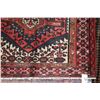 Image 2 : 100% handmade Iranian wool carpet "Zanjan" with double medallion and red background, highlights of b