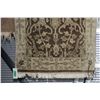 Image 2 : Small wool scatter rug with taupe background, geometric design in overall muted tones, 24" X 49"