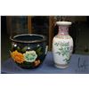 Image 2 : Oriental handpainted fishbowl 16" diameter and a 19" high hand painted Chinese made vase. Note: This