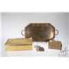 Image 1 : Three pieces of brass including double handled tray with bamboo motif, brass wrapped hinged box and 