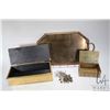 Image 2 : Three pieces of brass including double handled tray with bamboo motif, brass wrapped hinged box and 