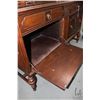 Image 2 : Antique Refractory style oak sideboard with bulbous legs and low backboard, featuring unusual fall f