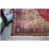 Image 2 : Large 100% handmade Iranian wool carpet "Tabriz" with red background, floral design and highlights o