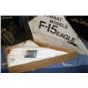 Image 1 : Boxed styrofoam model of a 1: 16th scale F-15 Eagle jet, made by Combat models, 33" wide wingspan X 