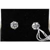 Image 1 : Pair of sterling silver with white gold overlay solitaire earrings, each set with 1.00 ct moissanite