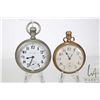 Image 1 : Two pocket watches including 15 jewel, Swiss made watch, unknown maker with white enamel dial, Roman