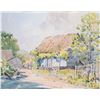 Image 2 : Framed watercolour of a thatched cottage signed by artist Cunningham 12" x 15". Note: This item cann