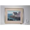 Image 1 : Framed oil on board of a harbour hut signed by artist H (Heather) Beaton 11/14. Note: This item cann