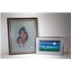 Image 1 : Two framed artworks including original pastel of mother and daughter signed by artist Christoffersen