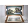 Image 1 : Two framed original artworks including pastel of a waterfront cottage signed by artist Andrew Gunder