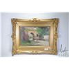 Image 1 : Antique gilt framed oil on canvas of a woman tending to a city entrance signed by artist Aventi 12" 