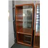 Image 1 : Wooden display with cabinet with double sliding door bottom section and top section with double slid