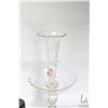 Image 2 : Antique English single trumpet, etched glass epergne with hallow stem and glass to glass threads, on