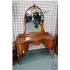 Image 1 : Mid 20th century mirrored vanity with two curved doors and single drawer on reeded supports, 64" in 