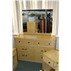 Image 8 : 1950's/60's retro blonde bedroom suite including five drawer highboy, mirrored dresser, two single d