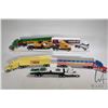Image 1 : Six 1/64 scale diecast Ertl truck and trailers including two John Deere, Home Hardware, Massey Harri