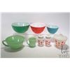 Image 1 : Selection of vintage glass cookware including set of three graduated Pyrex bowls, Jadeite Fire King 