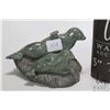 Image 2 : Inuit soapstone carving of two seals sunning on a rock, signed by artist Too???, approximately 3 1/2