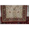 Image 2 : Turkish polyester area runner with dark green background and floral design, highlights of taupe, red