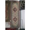 Image 1 : Carpet runner with double medallions, floral designs and highlights of tan, burgundy, blue etc. 32" 