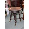 Image 1 : Antique adjustable height, swivel seat piano stool with cast and glass ball and claw feet