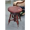 Image 1 : Antique adjustable height, swivel seat piano stool with cast and glass ball and claw feet