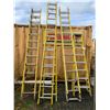 Image 1 : GROUP OF 4 FEATHERLITE FIBERGLASS & ALUMINIUM LADDERS-(3) EXTENSION (1) STEP ASSORTED SIZES