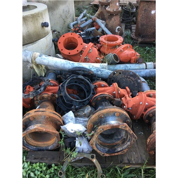 ** LARGE GROUP OF ASSORTED CAST IRON FITTINGS & WATER VALVES